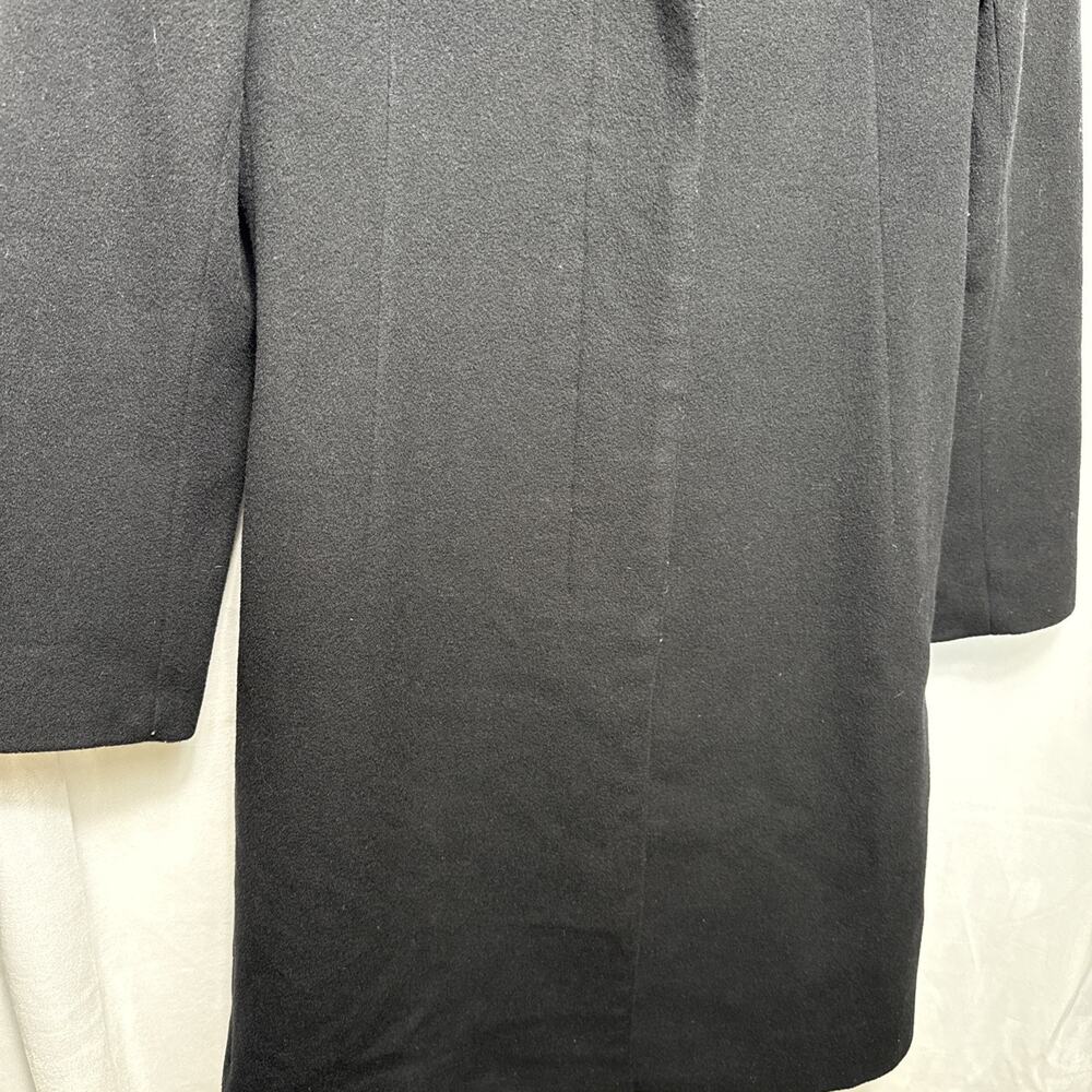 DKNY Long Black Wool Coat Size 6 Medium Tailored Fit Hidden Buttons Pockets - Picture 3 of 11